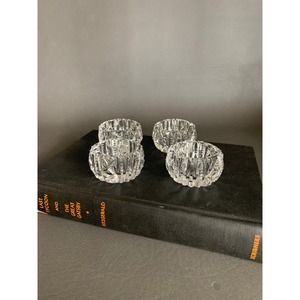 Crystal Salt Cellar Set of 4 vintage cut lead crystal dish heavy glass tableware